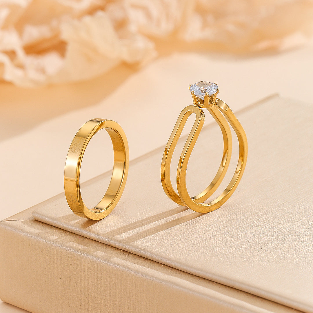 Shimandshine® Elegant Golden Dou Halo Ring