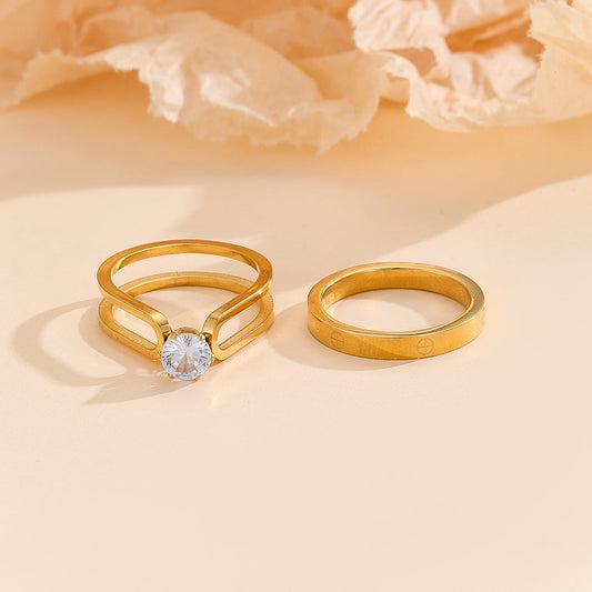 Shimandshine® Elegant Golden Dou Halo Ring