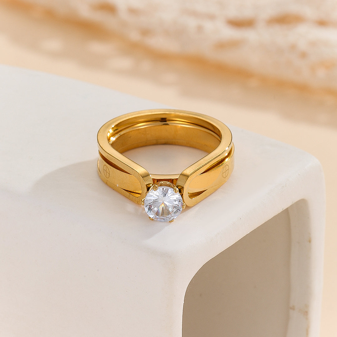 Shimandshine® Elegant Golden Dou Halo Ring