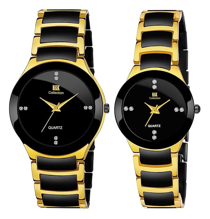 Round Shape Two Tone Couple Watch