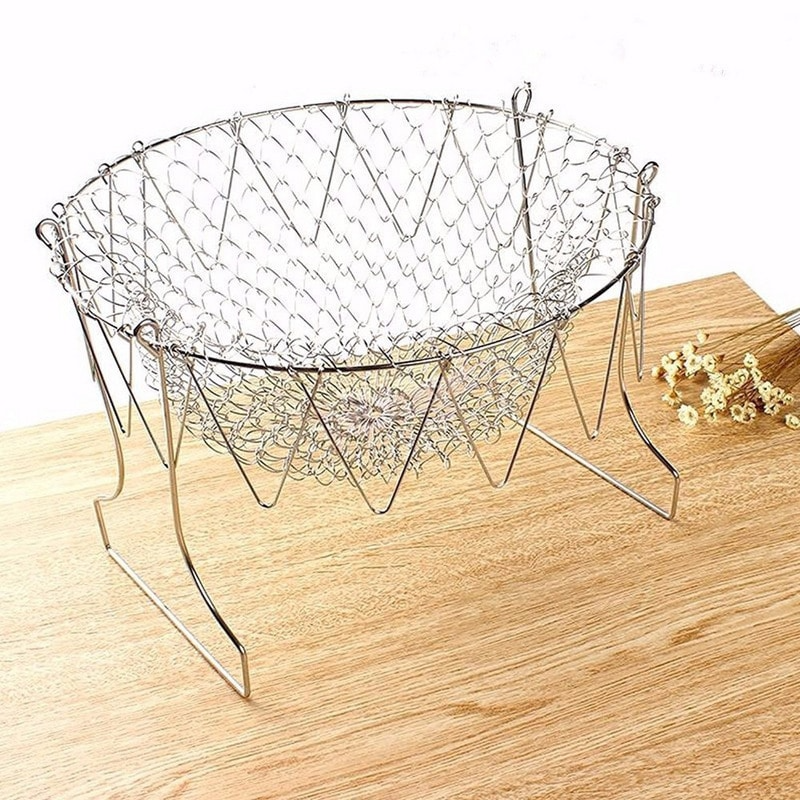 Shimandshine® Multipurpose Foldable Stainless Steel Fry Basket